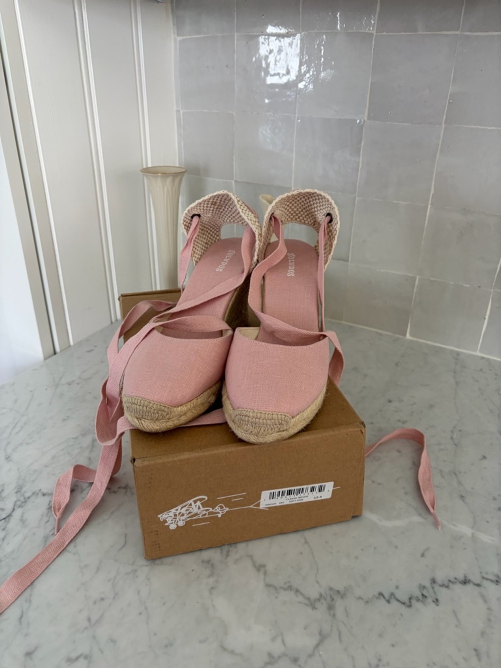 Soludos NWT Pink Wedge Ankle Tie Espadrilles - Picture 7 of 7